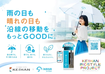 京阪グループ×アイカサ
関西初の駅と商業施設を組み合わせた計60スポットで傘のシェアリングサービス「アイカサ」を展開