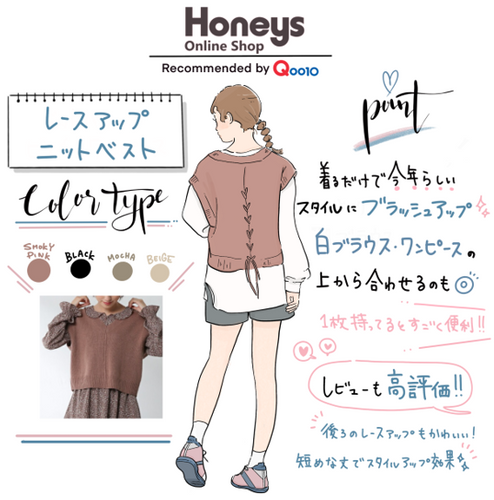 Honeys Online Shop レースアップニットべスト グラフィックレコード