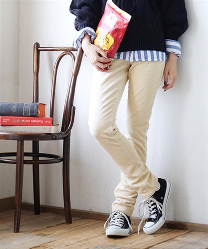 のびのび裏フリースぬくぬくパンツ［スリムフィット］