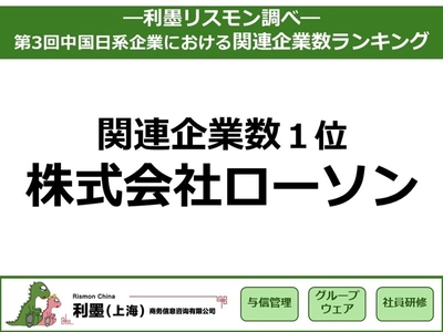 中国日系企業の関連企業数ランキング　 1位ローソン613社、「拡大」と「縮小」に二極化