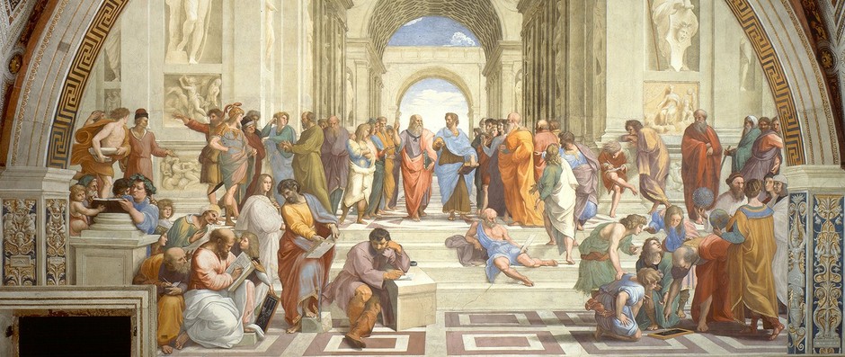 ヴァチカン宮殿ラファエロの間の「署名の間」に描かれたフレスコ壁画『アテネの学堂(Scuola di Atene)』