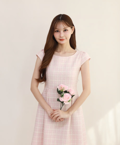 ツイードワンピース(ピンク)