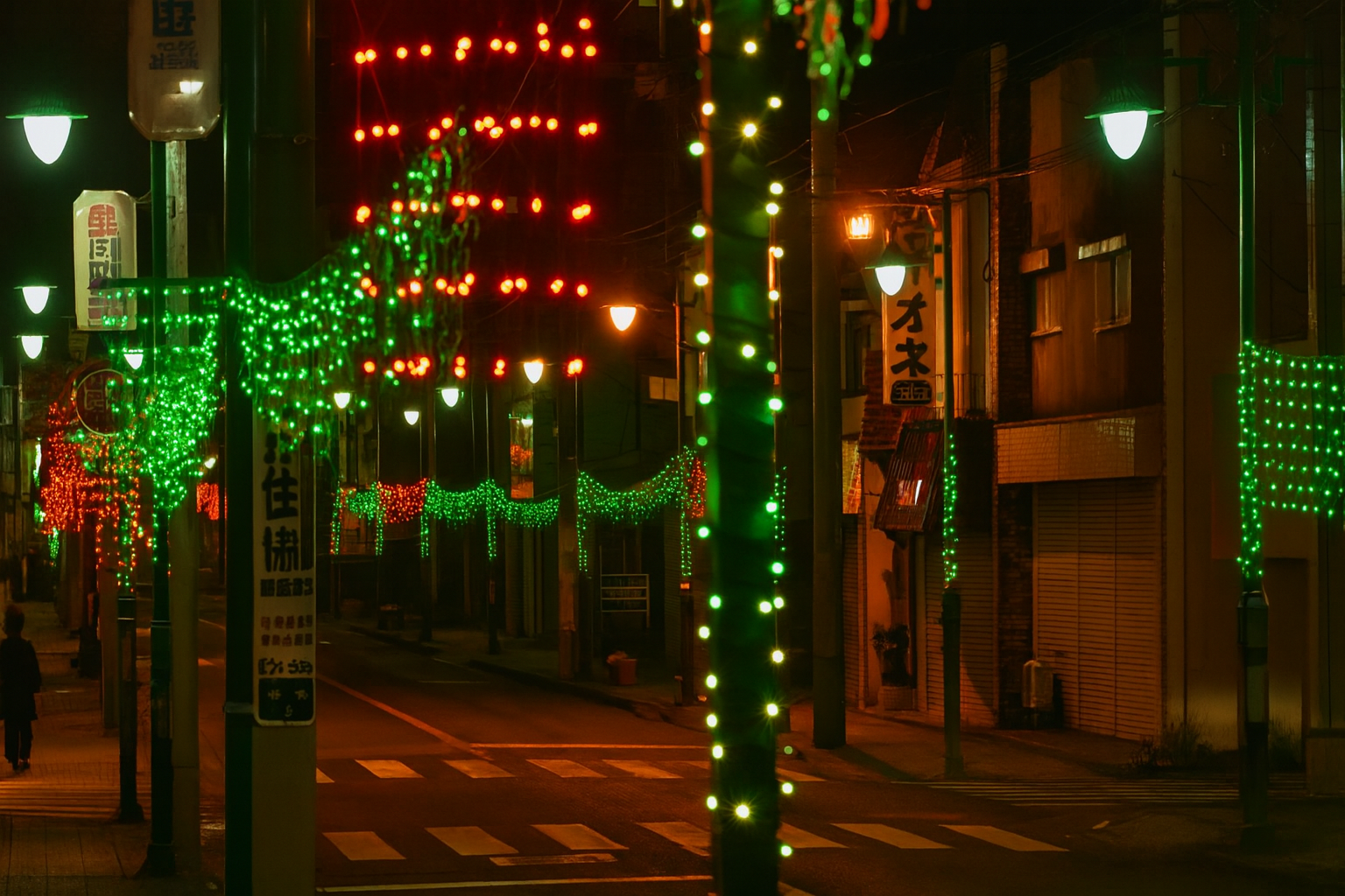 商店街の街路灯をむすぶイルミネーション（イメージ）