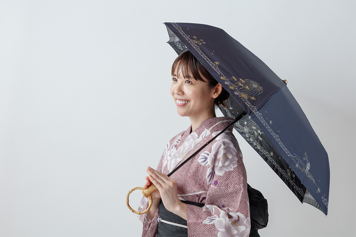 大花火の夜のまち｜晴雨兼用日傘 ネイビー
