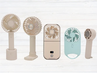 ユアサプライムス、冷却プレート付きやスマホスタンド付き、 ハンズフリータイプなど5タイプのハンディファンを発売