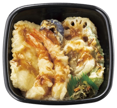 エビ2尾/イカ/カレイ/野菜3種　海鮮天丼　630円(税込680円)