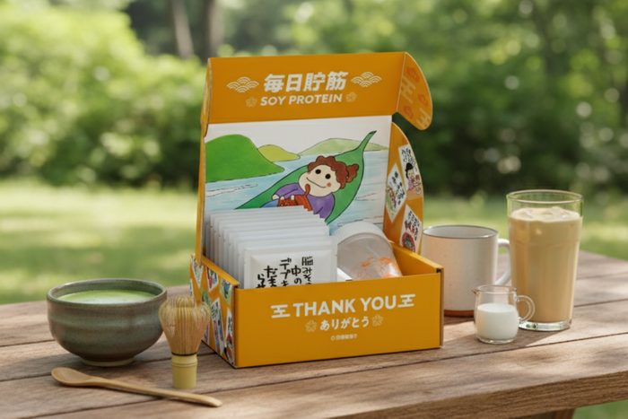 「ZEVA 毎日貯筋ソイプロテイン スターターセット」（プロテイン個包装、シェイカー、パッケージ）