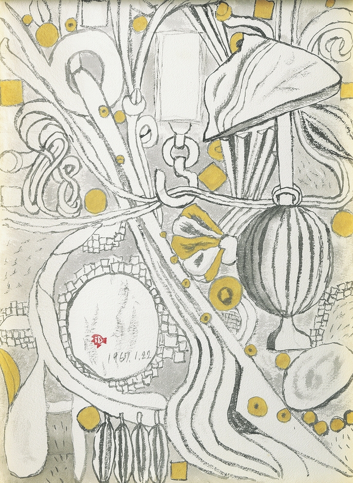 堂本印象 《瞑想(堂本美術館壁面装飾下絵)》昭和42年(1967)京都府立堂本印象美術館蔵