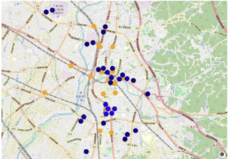 シェアサイクル平日日中の新設推奨地点