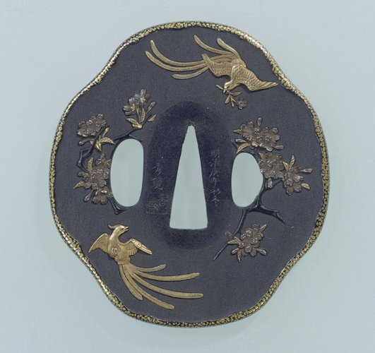 3. 桜花山鵲図鐔