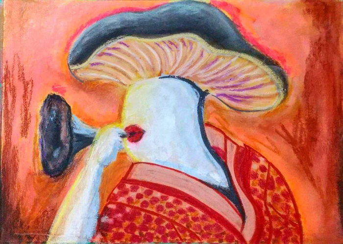 ビードロを吹くウラベニホテイシメジ