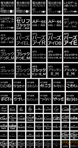 ゲームで使える87書体セット 収録内容