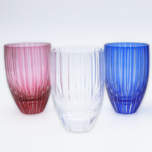 奨励賞／江戸切子　丸タンブラー　「交互縞」