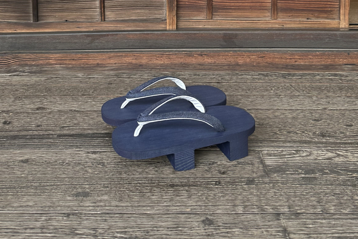 ねずこ下駄　茶綿デニム鼻緒_インディゴ染 2