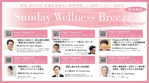 Selista Inc. Presents. 『Sunday Wellness Breeze』Season 38 New Year version 全6 Stage 2027年1月17日(日)～3月7日(日)の日曜日の朝に開催
