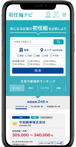 【写真1】初任給ナビ トップ画面