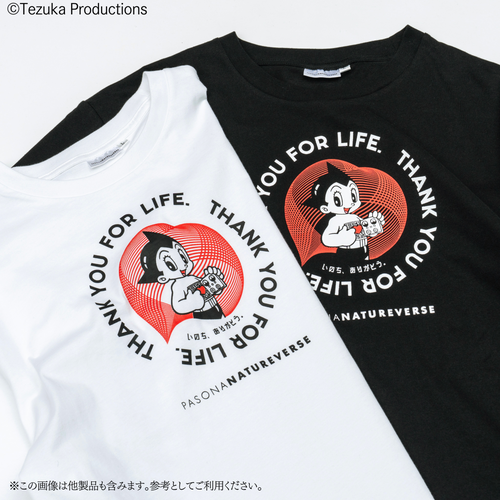 ▲半袖Tシャツ　アトム　ハート　(白／黒)　PASONA&times;ATOM & B・J