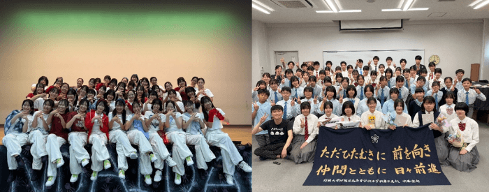 ダンス部(左)と吹奏楽部(右)
