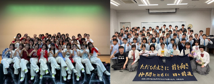 ダンス部（左）と吹奏楽部（右）