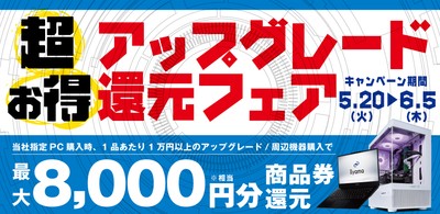 「超お得アップグレード還元フェア」を5月20日から6月5日までの期間限定で開催！