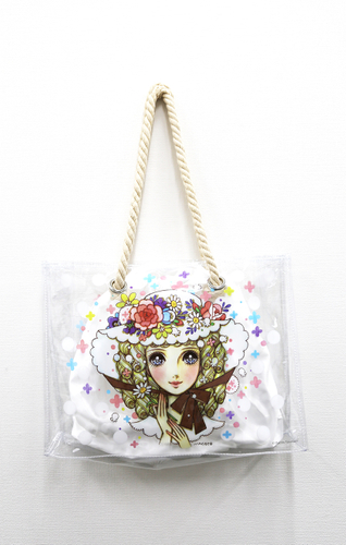 「ロープハンドルクリアバッグ『花帽子の少女』(グッズセット付)」