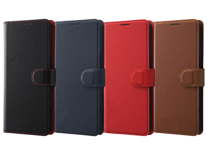 耐衝撃 手帳型レザーケース シンプル マグネット