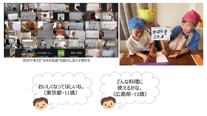 自分で考えた&ldquo;みその名前&rdquo;を紹介し合う子供たち