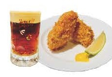 ヤキトリてっちゃん限定メニュー「黒ラベル＜黒＞＋エビスプレミアムブラック＆カキフライ」