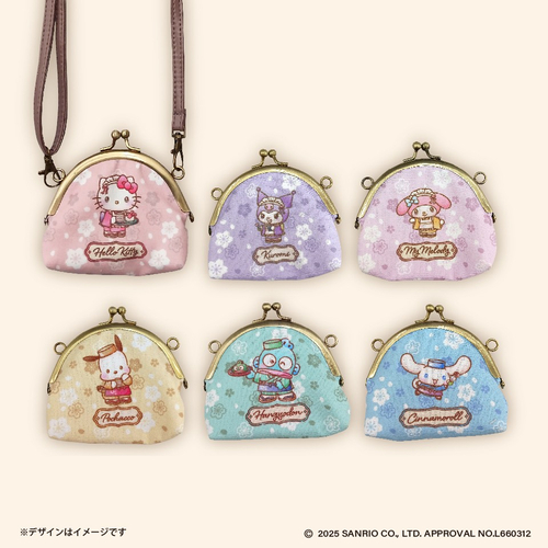 ▲サンリオキャラクターズ　和菓子ティータイム　がま口ポーチ　～ＧｉＧＯ限定～