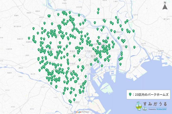 図1：23区内のパークホームズ所在地（2026年1月 マンションナビ調べ）