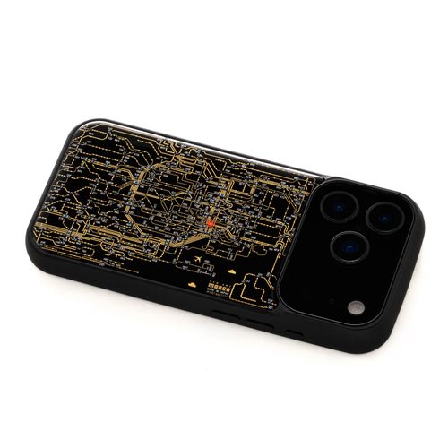 FLASH 東京回路線図 iPhone 17 Pro ケース　黒　ななめ