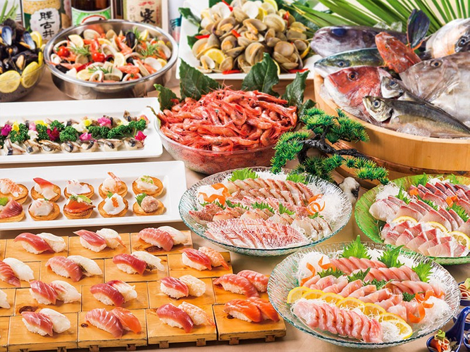 海鮮豊富 約50種類のバイキング