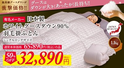 数量限定 最大50%OFF!グースダウンの羽毛布団