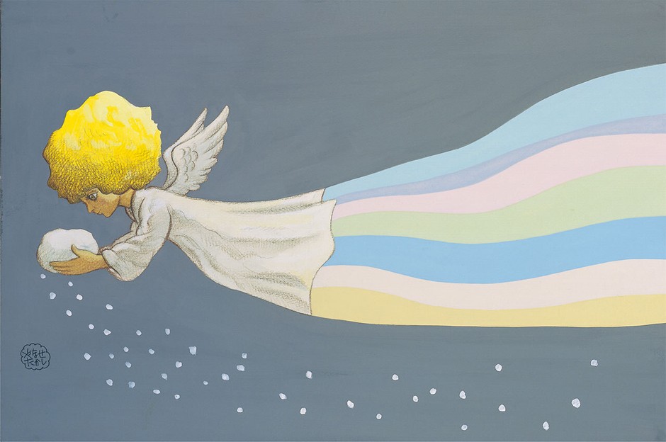 「いちごえほん」1976年2月号表紙絵「雪の天使の2月号」 (C)やなせたかし　(公財)やなせたかし記念アンパンマンミュージアム振興財団蔵