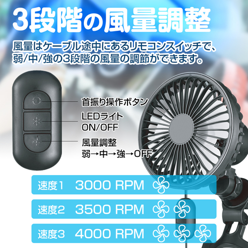 3段階の風量調整(強・中・弱)