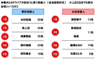 愛犬とのドライブが似合うと思う芸能人