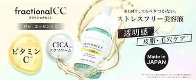 ベタつくビタミンCは、もう終わり。重ね付けしてもベタつかない、ストレスフリー美容液——フラクショナルCCから「APS 3%」※1配合の「RE：エッセンスC」誕生。