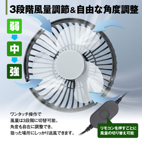 3段階風量調節・自由な角度調整