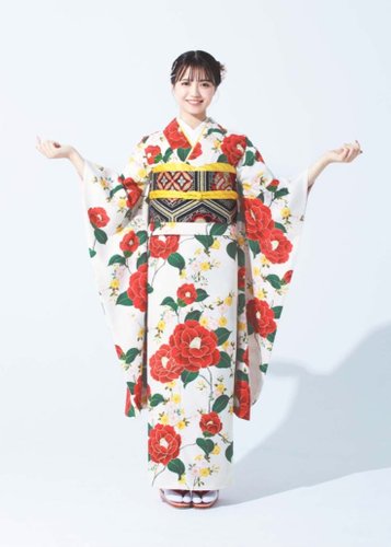 乙女椿 ベージュ&times;亀甲 黒