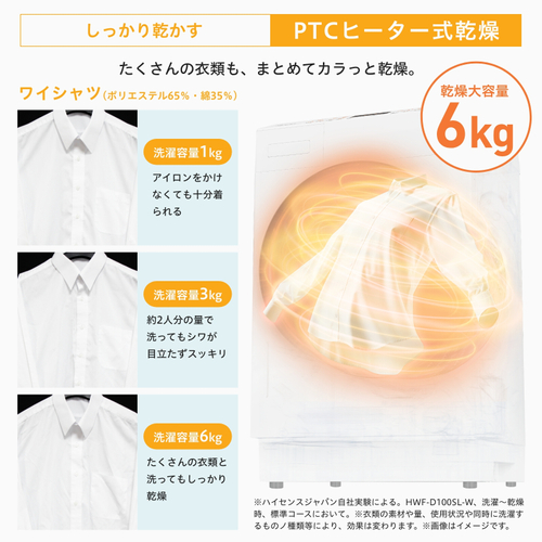 ドラム式洗濯乾燥機「HWF-D100SL-W」2