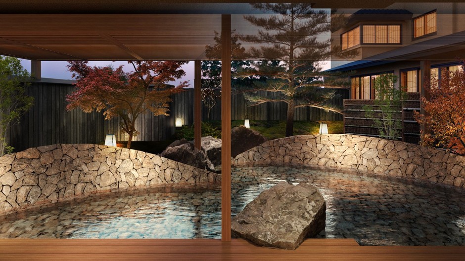 創業時からある黒松をシンボルにした北館 1階 「松なみの湯」※完成イメージ