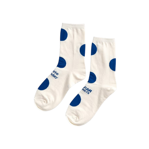 I Hate Monday / Over Dot Socks white blue&yen;1,980