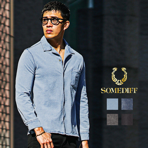 カットデニムオープンカラーシャツ