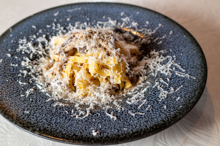 ▲ポルチーニ茸のクリームソース&rdquo;タリアテッレ&rdquo;