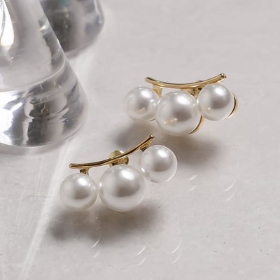 【S925/18K】3連パールピアス(美人百花7月号掲載)