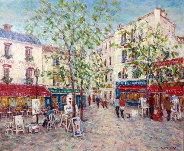 佐藤隆春 新春特別展2026　テルトル広場の赤いカフェ F20号