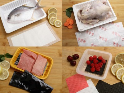 精肉・鮮魚・青果などのドリップ対策に提案する食品用吸水シート:食品や包装仕様に応じ、サイズや吸水量などの相談に対応します