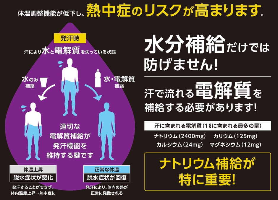 ナトリウム補給が特に重要！