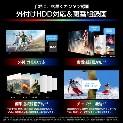 外付けHDD対応＆裏番組録画対応