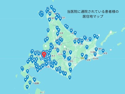 当医院に通う患者の居住地マップ